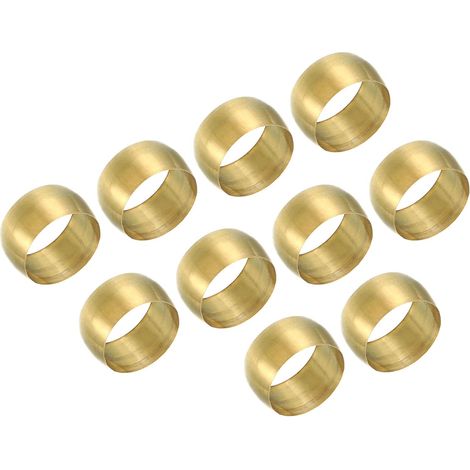10 mm Tube OD Brass Compression Sleeves End Caps, 25 Lot Brass End Fitting Brass Compression Fitting Assortment Kit for Air Water Gas Hose (1/5)