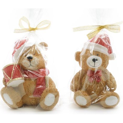 Candela orsacchiotto in cera per decorazioni natalizie h 13 cm -Stile 2