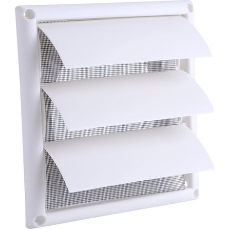 Grilles de Ventilation avec Lamelle Mobile, Grille d'aération Carrée Plastique Couvercle Moustiquaire Filtre à Air Vent Entrant Évacué Store Vénitien 3 Rabats pour Sèche Linge Blanche(15 15CM) (1/5)