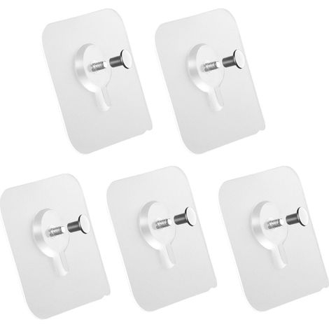 Lot de 5 crochets adhésifs à vis de 8 mm, fixation murale sans perçage, vis et clous sans joint pour la suspension (1/5)