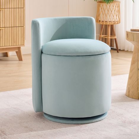 Taburete de tocador giratorio con compartimento, terciopelo verde y respaldo curvo OKWISH (1/5)