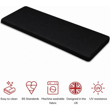 SP 3 Seater Bench Pad Cushion - L143 x W48 x H6 cm - Black