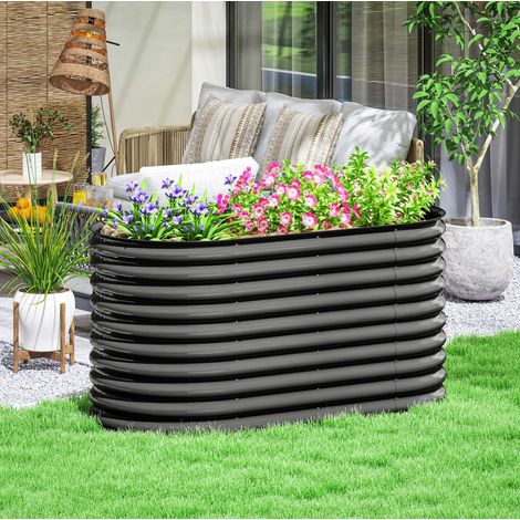 CHICFURN Fioriera rialzata in acciaio 160x80x80 cm grigio scuro senza fondo per giardino (1/5)
