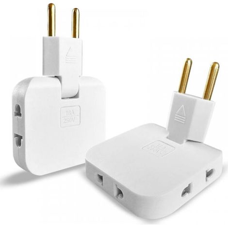 2x Flat Power Strip Behind Furniture with 3 Sockets Flat Socket with 180º Swivel Connection Wall Power Strip with EU-US Adapter Multiple Socket 16A/250V Extra Flat Power Strip Multipri (1/5)