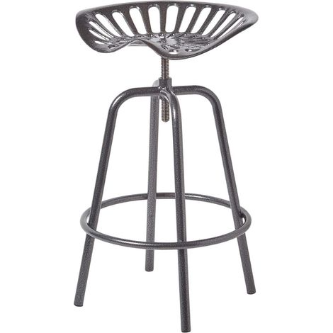 HOMESCAPES Vintage Barhocker Traktorsitz höhenverstellbar, 74cm - grau