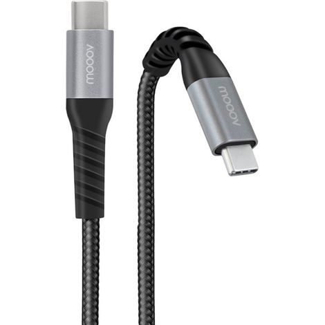 Câble USB-C renforcé 1 m – Nylon tressé premium – Résistance à plus de 35 000 flexions – Connecteur réversible – Mooov