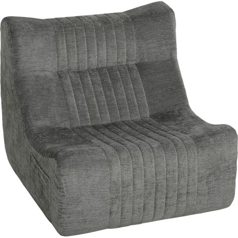 Canapé Paresseux Chaise de Sol à Silhouette Papillon avec Poches Latérales, sans Assemblage, 80x90x76cm, Gris Châtaigne (1/5)