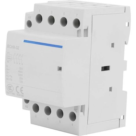 Contacteur AC domestique, Contacteur AC de remplacement, 4P 32A 24V/230V 50/60Hz Contacteur AC domestique Montage sur rail DIN 2NO 2NC(AC24V) (1/5)