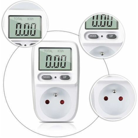 NALOOKAMIC Wattmètre prise compteur d'énergie, consommation d'énergie mètre Contrôleur de Consommation Electrique avec l'écran d'affichage à cristaux liquides, puissance maximum 3680W-- (1/3)