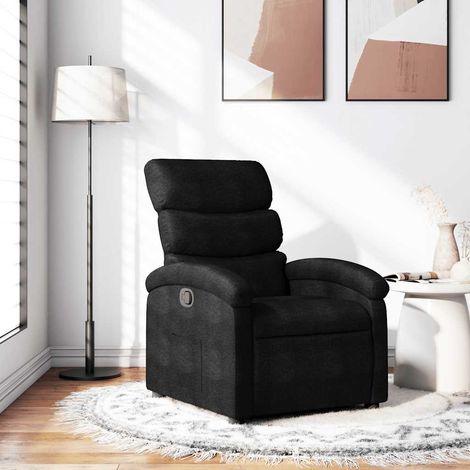 Fauteuil relax inclinable manuel noir en tissu avec repose-pieds, 70 x 92 x 99,5 cm - PANGIVO (1/5)
