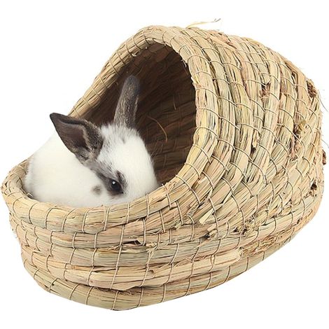 Cabanon en herbe pour lapin, nid en foin robuste, tunnel tressé à la main, cachette pour hamster, literie naturelle (1/5)