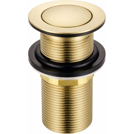 Bonde de Lavabo Clic-Clac Inoxydable Doré Brossé avec Trop-Plein