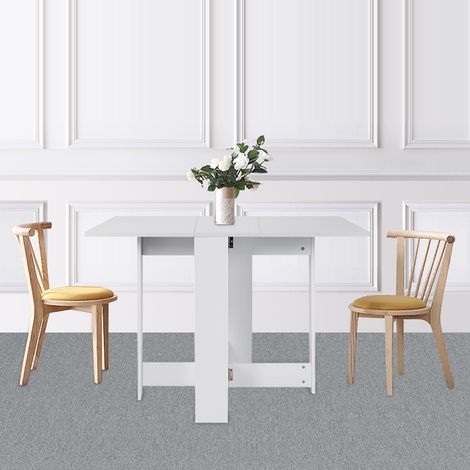 Hofuton Table console pliable 2-4 personnes bois blanc