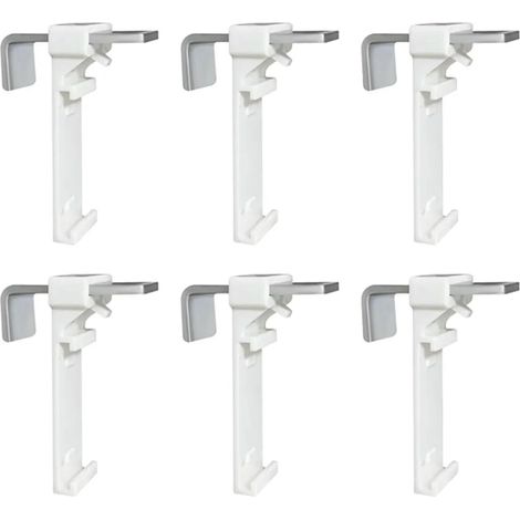 Soportes de clip para persianas enrollables, paquete de 6 unidades, se pueden instalar en ventanas sin necesidad de taladrar, color blanco. (1/5)