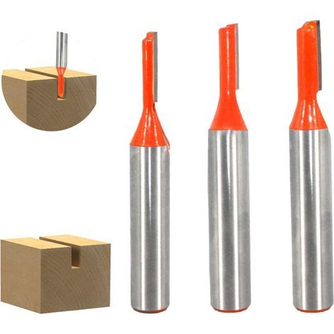 Fraise Droite à Queue de 8 mm, Fraise a Rainurer à Tige, Accessoires de Fraisage de Routeur, Outil de Travail du Bois, Forets de Fraisage pour le Travail du Bois, Diamètre de Coupe 3mm/4mm/5mm, 3PCS (1/5)