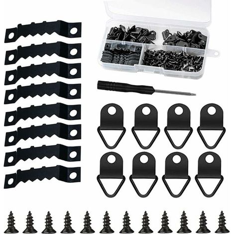 251 pièces Attache Cadre Accroche Tableau Kit de Suspension pour Cadre Photo Fixations Accroche Photo avec Boîte de Rangement et 150 Vis Noir (1/4)