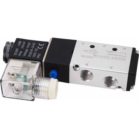 Électrovanne 4V210‑08, 2 positions, 5 voies, purge d'air comprimé pour atelier automatisé, 24 V CC (1/5)
