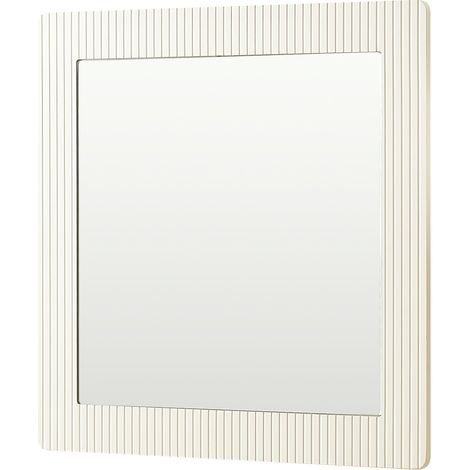 Miroir mural carré 80x80 cm avec cadre blanc aspect bois en MDF (1/5)