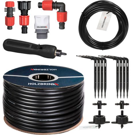 HOLZBRINK Start Set Gewächshaus Bewässerung Bewässerungssystem inkl. 10 m LDPE Verlegerohr 16 mm, 2x Tropfer 4l/h, HTB-10-S-10
