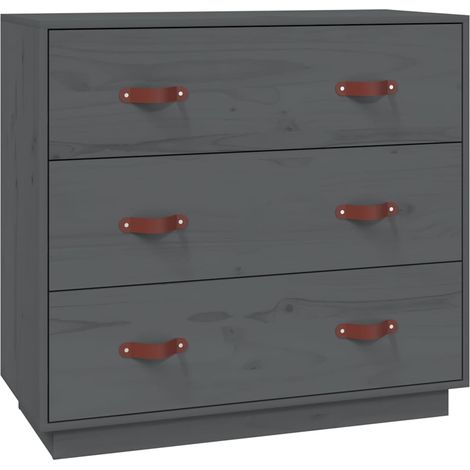 Maison Exclusive - Credenza Grigia 80x40x75 cm in Legno Massello di Pino (1/5)
