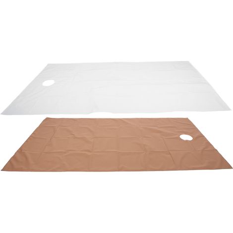 Draps de salon de beauté avec trou pour respirer le visage, housse de table de soins SPA, fournitures de massage (blanc, café foncé) (1/5)