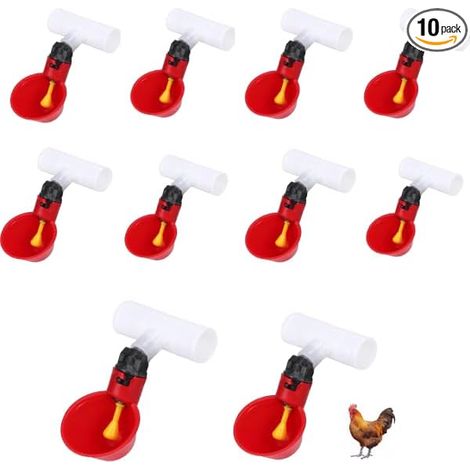 Chicken Water Cups Chicken Water Drinking Bowl Automatic Chicken Water Cups 1/2 Inch Chicken Feeding Tools Red for Chicks Ducks Geese (1/5)