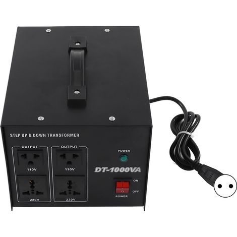 Transformateur de puissance 1000 W, convertisseur/régulateur de tension élévateur/abaisseur, 110 V/220 V CA, monophasé, prise européenne (1/5)