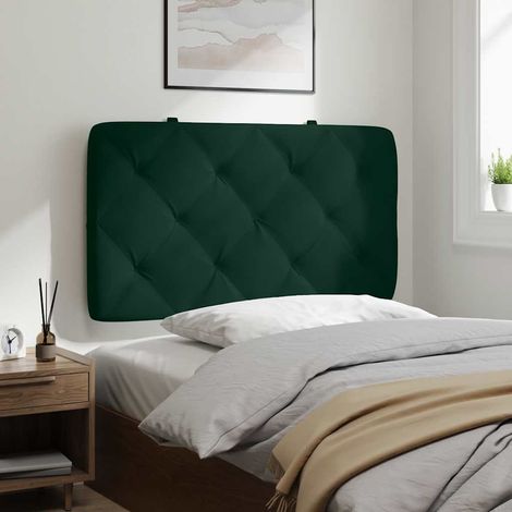 Coussin de tête de lit 90 cm en velours vert foncé avec mousse et fixation murale - PANGIVO (1/5)