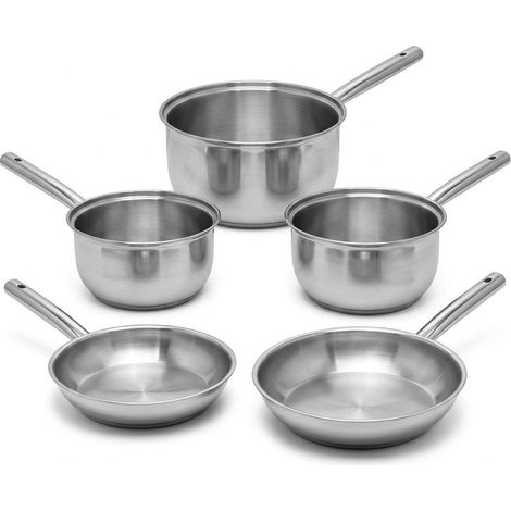Lot de 3 casseroles 18/20/22 cm et 2 poêles 24/28 cm en inox Fackelmann Rhona (1/5)
