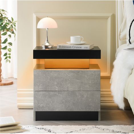 mobile contenitore con LED 2 cassetti grigio OKMYHOME (1/5)
