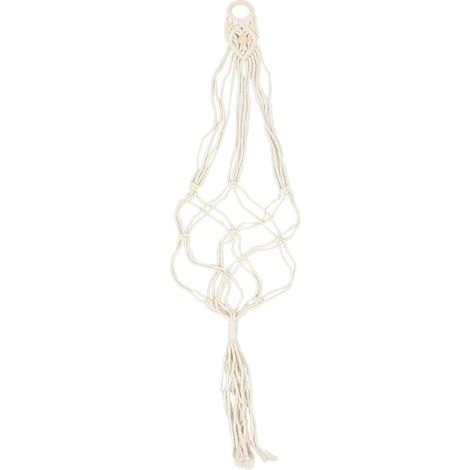 Porte manteau mural en macramé, support coton et lin blanc pour ukulélé pots de fleurs (1/5)