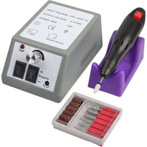 Lime à ongles électrique avec 12 accessoires pour le limage et le polissage (1/4)