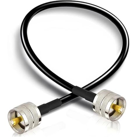 Câble Rallonge Antenne 30 cm UHF PL-259 Mâle a Mâle Faible Perte 50Ohm Câble Coaxial RG58 pour Mètre Amplificateur Linéaire Charge Fictive Radio Amateur (1/5)