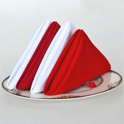 Serviette De Table - Lin Et Polyester - 50x50 Cm - Rouge - 1 Pièce (1/4)