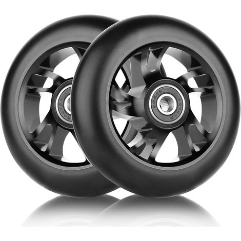 Stunt Lot de 2 roues de rechange 100 mm Avec roulements ABEC 9 Dureté 88A Convient pour tous types de scooters Noir (1/5)