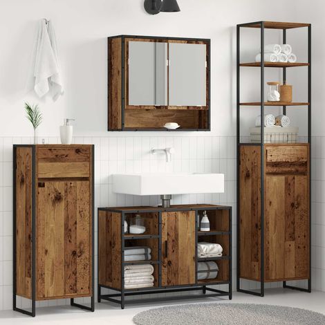 vidaXL Mobile da Bagno con cassetto Legno vecchio 40 x 30 x 100