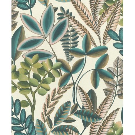 Rasch Textured Leaf Wallpaper Vinyl Paste The Wall Washable Botanical (1/4)