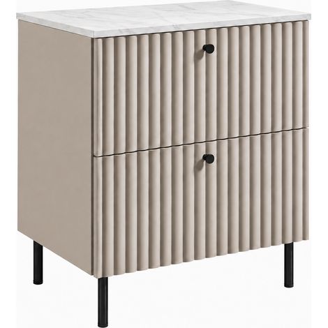 Mobile da bagno a terra con piano 60, cachemire + piano effetto marmo Bianco, maniglie in tre colori, piedini neri, 60 x 44,4 x 73,6 cm (1/5)