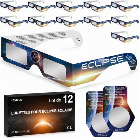 Set of 6/12/100 Solar Eclipse Glasses, EN ISO 12312-2:2015(E) and CE Certified, AAS 2026, Solar Eclipse Glasses for Direct Sun Observation (1/5)