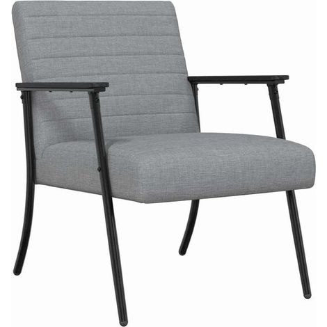 Fauteuil gris clair, 59 x 75 x 78 cm, recouvert de tissu. (1/5)