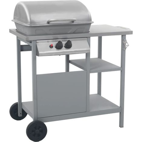 FIMEI Barbecue à gaz avec tablette à 3 couches Noir et argenté (1/5)