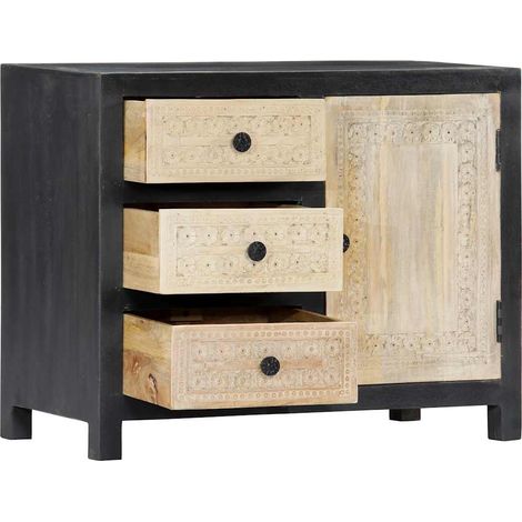 Maison Exclusive - Credenza Intagliata a Mano Grigio 75x35x60 cm Massello di Mango (1/5)