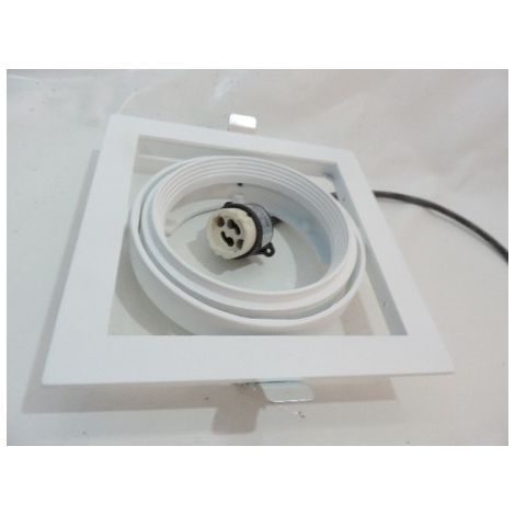 Spot encastré orientable blanc carré 175X175mm pour lampe iodure Ø 111mm 35W CMI-T GX10 (non incl) Expospot SYLVANIA 3062171 (1/2)