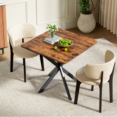 Table d'appoint 80x80x75 cm marron en panneaux de particules et acier avec structure en X stable (1/5)