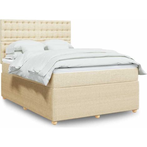 Boxspringbett mit Matratze Creme 140x200 cm Stoff