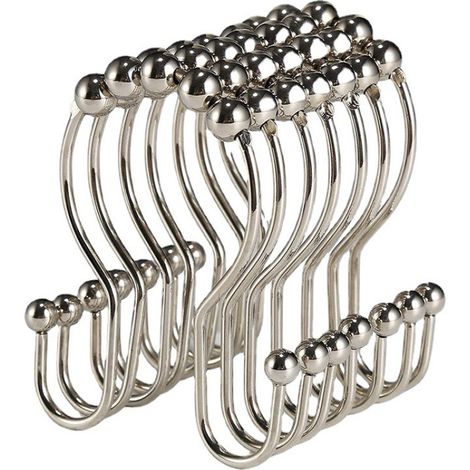 Ganci doppi per tenda da bagno, anelli con cinque sfere, ganci metallici per tende, anelli per tenda da bagno deng deng ALOVEZ (1/2)