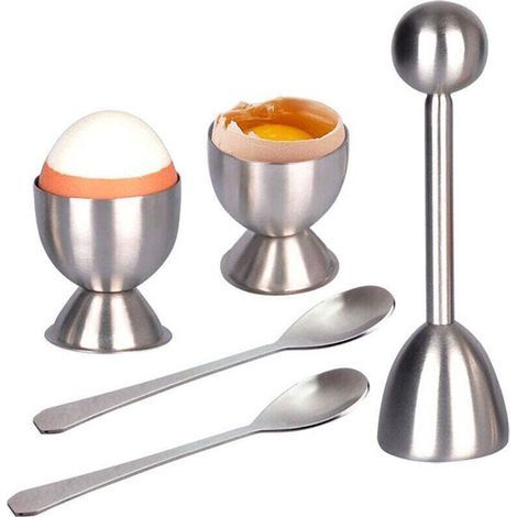 Enowelir Ensemble Découpeur Et Coquetiers Pour Œufs À La Coque En Acier Inoxydable Avec Casse Coquille Et Cuillères (1/4)