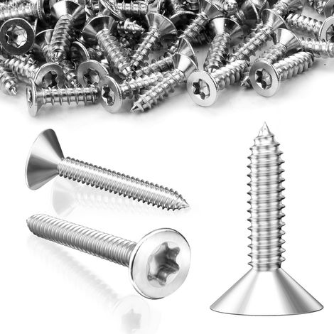 120 Pièces Vis à Bois Tête Fraisée V2A Vis Inox Torx M4x20 mm Vis Bois Entièrement Fileté Vis Autotaraudeuse Dureté Élevée Vis à Tôle pour Panneaux D'aggloméré (1/5)
