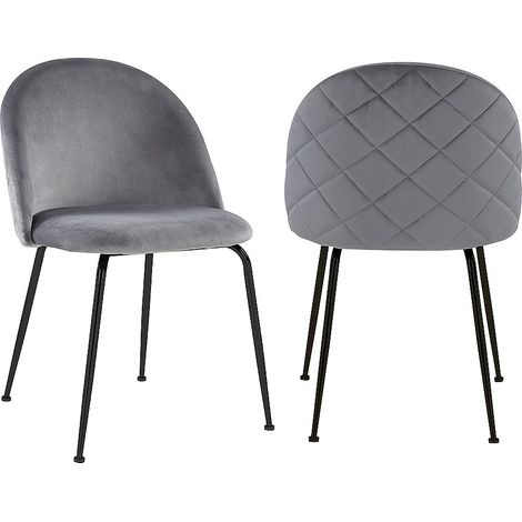 Lot de 2 chaises en velours et acier inoxydable noir - Gris - MELBOURNE (1/4)