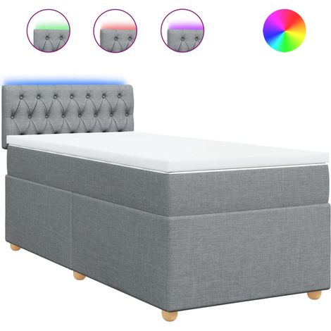 Maison Exclusive - Cama box spring con colchón tela gris claro 80 (1/5)